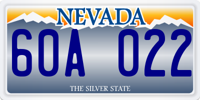 NV license plate 60A022