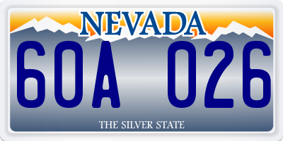 NV license plate 60A026