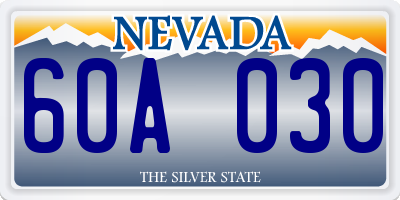 NV license plate 60A030
