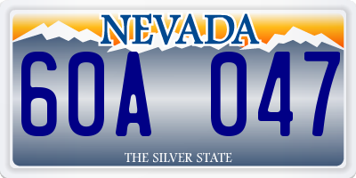 NV license plate 60A047