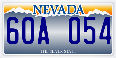 NV license plate 60A054