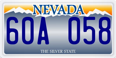 NV license plate 60A058