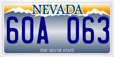 NV license plate 60A063