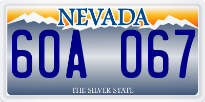 NV license plate 60A067