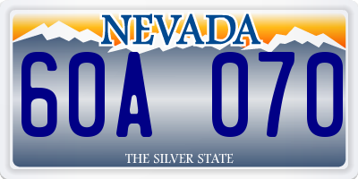 NV license plate 60A070