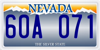 NV license plate 60A071