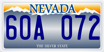 NV license plate 60A072