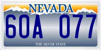 NV license plate 60A077