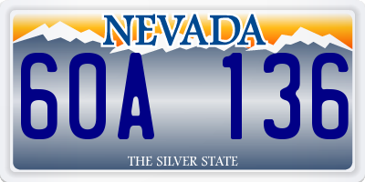 NV license plate 60A136