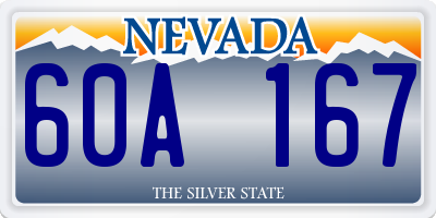 NV license plate 60A167