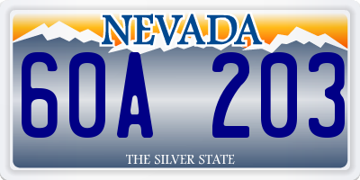 NV license plate 60A203