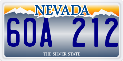 NV license plate 60A212