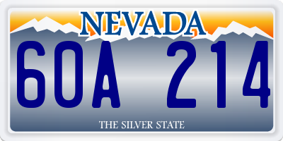 NV license plate 60A214