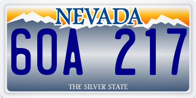 NV license plate 60A217