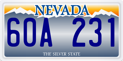 NV license plate 60A231