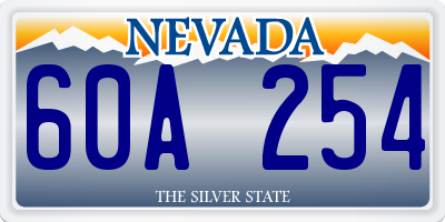 NV license plate 60A254