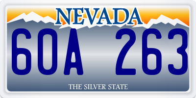 NV license plate 60A263