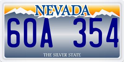 NV license plate 60A354