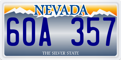 NV license plate 60A357