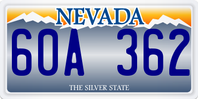 NV license plate 60A362