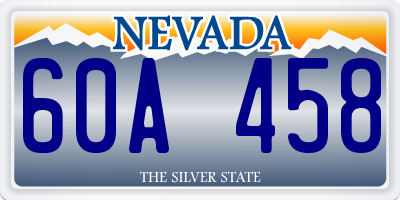 NV license plate 60A458