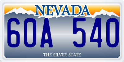 NV license plate 60A540