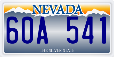 NV license plate 60A541