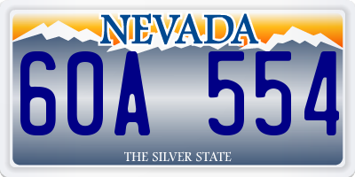 NV license plate 60A554