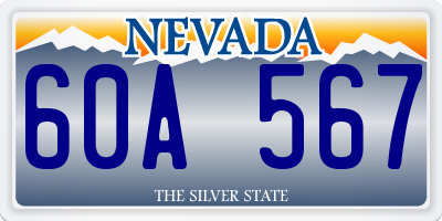 NV license plate 60A567