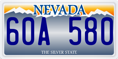 NV license plate 60A580