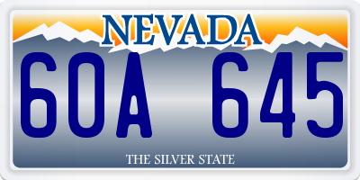 NV license plate 60A645