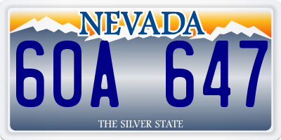 NV license plate 60A647