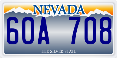 NV license plate 60A708