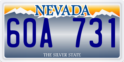 NV license plate 60A731