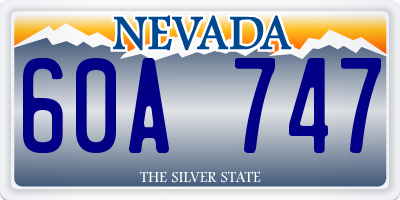 NV license plate 60A747