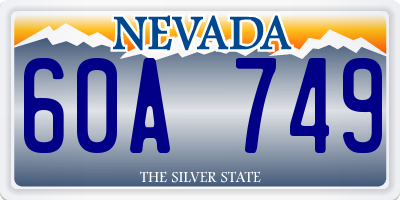 NV license plate 60A749