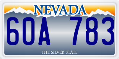 NV license plate 60A783