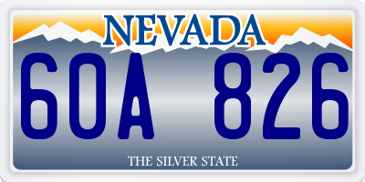 NV license plate 60A826