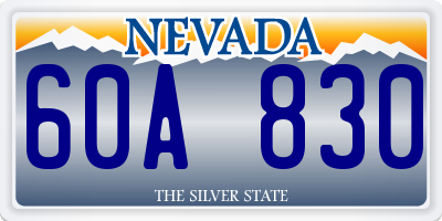 NV license plate 60A830