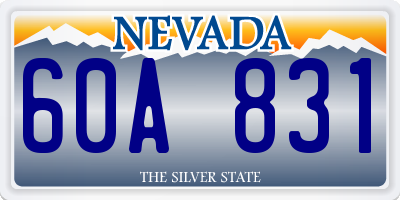 NV license plate 60A831