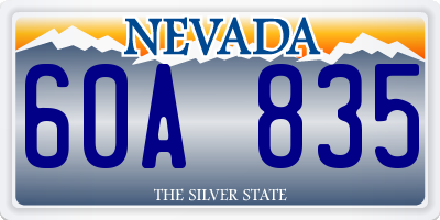 NV license plate 60A835