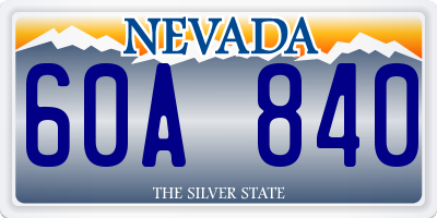 NV license plate 60A840