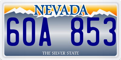 NV license plate 60A853