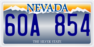 NV license plate 60A854