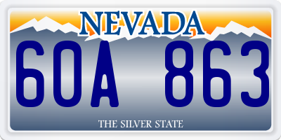 NV license plate 60A863