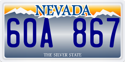 NV license plate 60A867