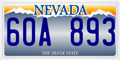 NV license plate 60A893