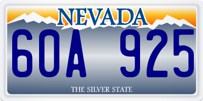 NV license plate 60A925