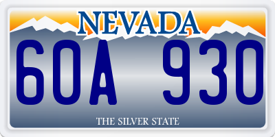 NV license plate 60A930