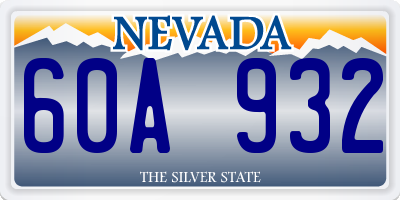 NV license plate 60A932